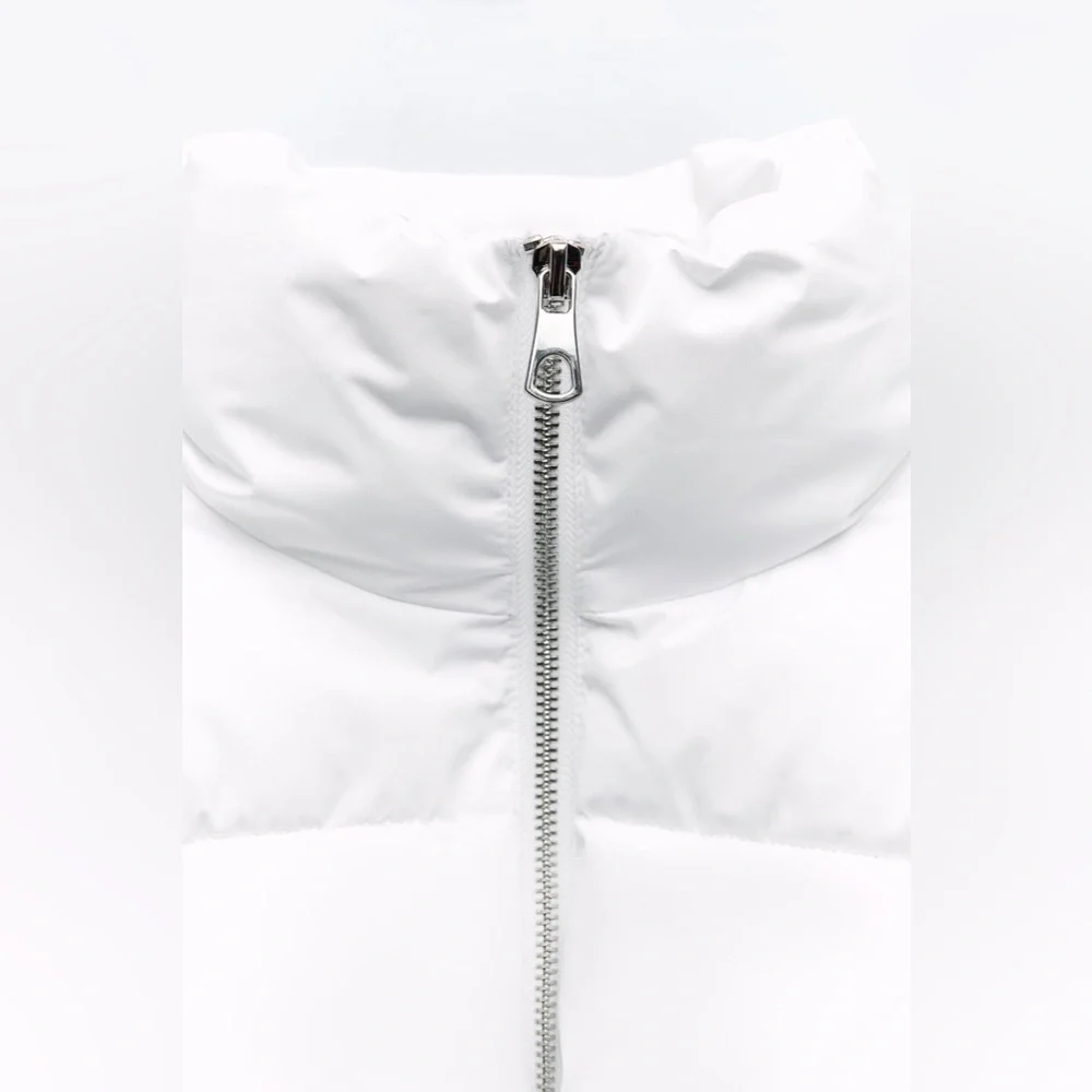 Zara Water And Wind Protection Cropped Puffer Anorak White Crop Jacket Small - Picture 4 of 12